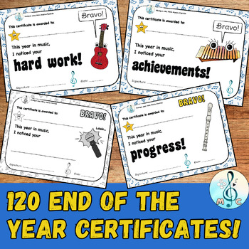 Preview of End of the year MUSIC INSTRUMENT certificates - CUSTOMIZABLE rewards