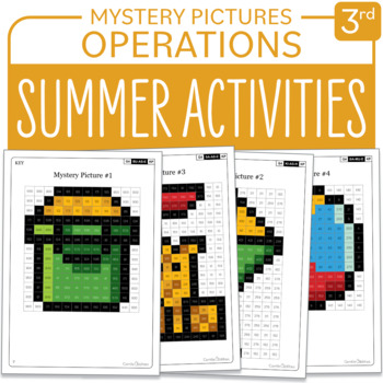 Preview of End of the year - Summer Activities - Math Mystery Pictures Grade 3: Operations