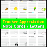 End of the year Teacher Letters Appreciation Note Cards