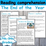 End of the year activities Reading comprehension passage &