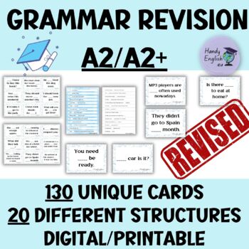 Preview of End of the year and back to school grammar revision A2 A2+ pre-intermediate