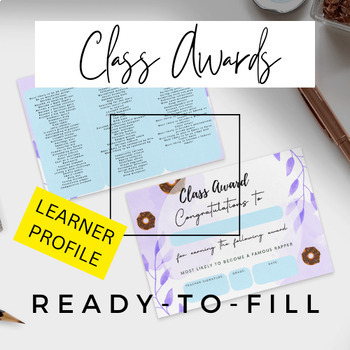 Preview of End of the year class awards - Elementary Middle School High school - English