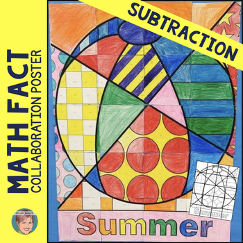 Preview of End of the Year Activity | Summer Math SUBTRACTION Review Collaborative Poster