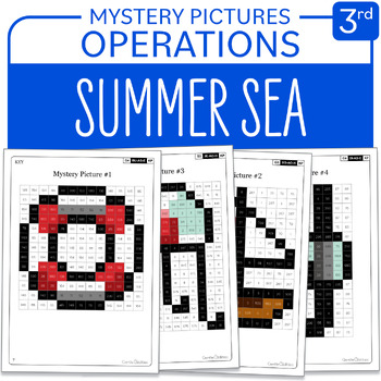 Preview of End of year Activity Sea Math Mystery Pictures Grade 3 Multiplications Divisions