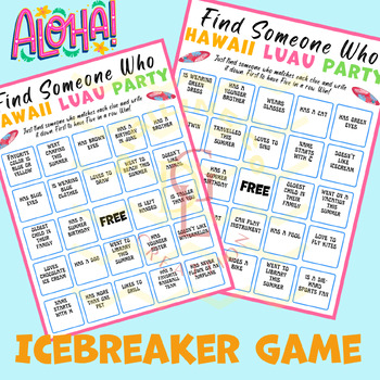 Preview of End of year Aloha Hawaii Find Someone Who Bingo Game social Classroom activity