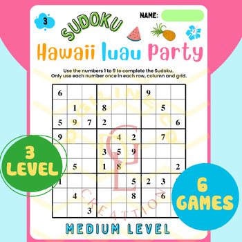 Preview of End of year Aloha Hawaii SUDOKU mental math critical thinking game activity 5th