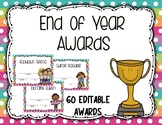 End of year Awards/ Class certificates Retro Rainbow - Editable