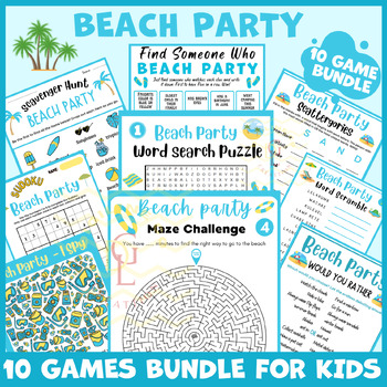Preview of End of year Beach Day party Activities BUNDLE independent work early finishers
