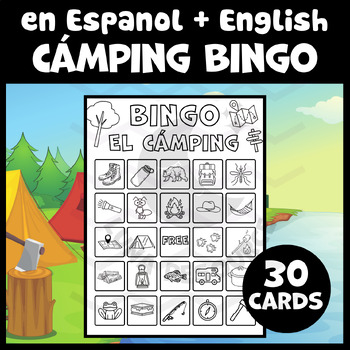 Preview of End of year Camping Bingo game Spanish Lotería de Verano activities primary 3rd