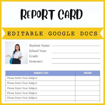 Preview of End of year Editable Teacher Report card Appreciation Template | Google Docs
