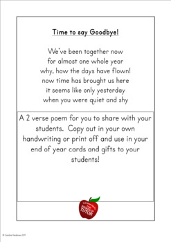 end of year poem for teacher