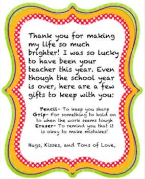 End-of-year Goodbye Poem/Gift by Miss Healeys School Store | TpT