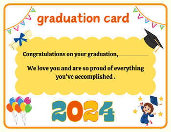 Preview of End of year Graduation card 2024 and gift for kids .