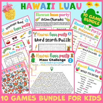 Preview of End of year Hawaii Luau aloha Activities BUNDLE independent work early finishers