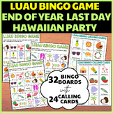 End of year Luau Bingo Game Aloha Calling Cards Last Day S