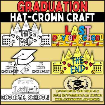 Preview of End of year awards graduation ( BW & colored version ) Hat & Crown Crafts