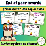 End of year awards printable for last day of class