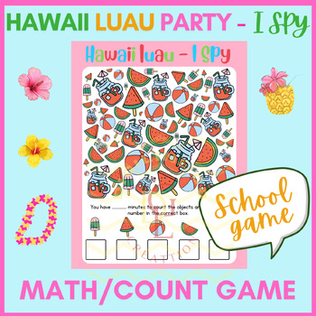 Preview of End of year hawaii I Spy math test prep logic game Center phonic no prep 7th 8th