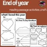 End of year reading passage activities ,craft