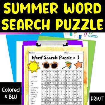 end of year summer vacation word search teaching resources tpt