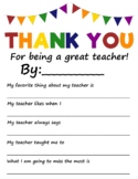 End of year thank you, teacher appreciation, student teach