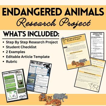 Preview of Endangered Animal Informational Article Research Project Non Fiction