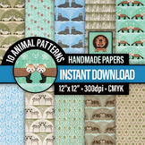 Endangered Animals Digital Paper - 10 Printable Wildlife D