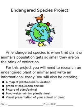 Preview of Endangered Species Project