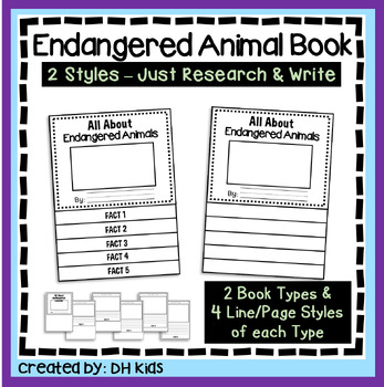Preview of Endangered Animal Report, Animal Flip Book, Science Research Project, Animals