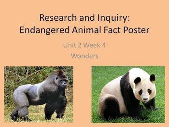 Preview of Endangered Animal Research - Poster Project for Wonders Reading Series