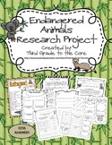 Endangered Animal Research Writing Project - Common Core Aligned