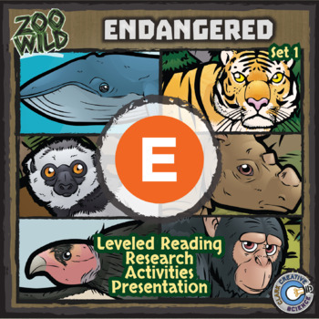 Preview of Endangered Animals Activities - Set 1 - Reading, Printables, Slides & Digital