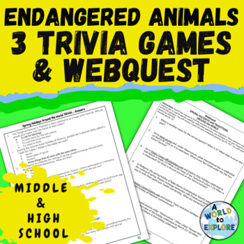 Preview of Bundle Endangered Animals Activities a Research WebQuest and Games