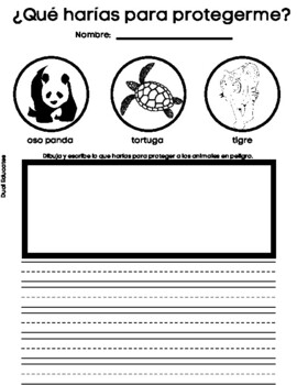 Preview of Endangered Animals / Habitats - Spanish - Writing