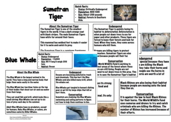 Preview of Endangered Animals Information Sheets