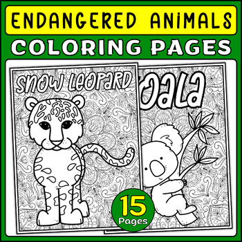 Preview of Endangered Animals Mindfulness Mandala Coloring Pages for Endangered Species Day