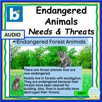 Preview of Endangered Animals  Needs and Threats  (Audio Support) Boom Cards