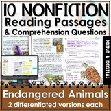 Endangered Animals Nonfiction Reading Comprehension Passag