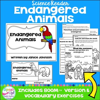 Endangered Animals Reader | Printable & Boom Cards version with Audio |  English