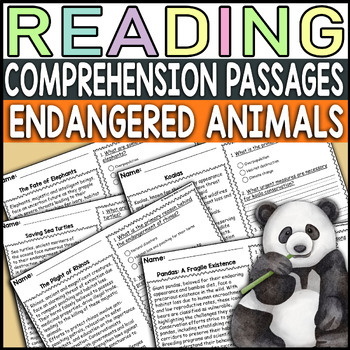 Preview of Endangered Animals Reading Comprehension Passage With Questions