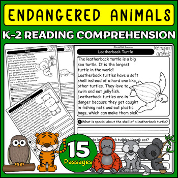 Preview of Endangered Animals Reading Comprehension Passages for K-2 Endangered Species Day