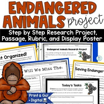 Preview of Endangered Animals Research Project Informative Writing Report Template