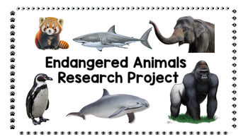 Preview of Endangered Animals Research Project with Main Idea and Details Practice