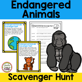 Endangered Animals Scavenger Hunt & Word Search by Terrific Times in Third