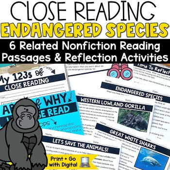 Preview of Endangered Animals Reading Passages Nonfiction Close Reading Strategies