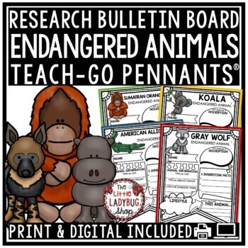 Preview of Endangered Animals Species Research Report Activities Earth Day April Posters