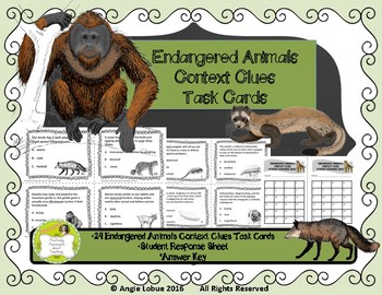 Preview of Endangered Animals Task Cards {Context Clues}