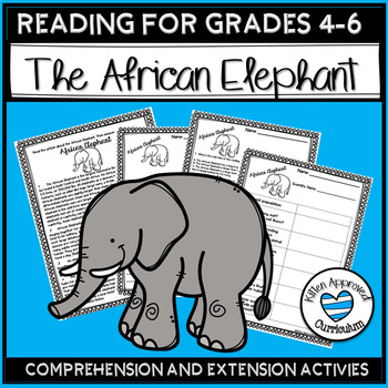 Preview of At Home Learning Resources Elephant Reading Passage and Research Project