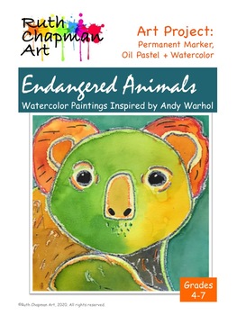 Preview of Endangered Animals: Watercolor Paintings Inspired by Andy Warhol for Grades 4-7