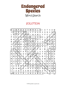 endangered species worksheet endangered animals word search tpt